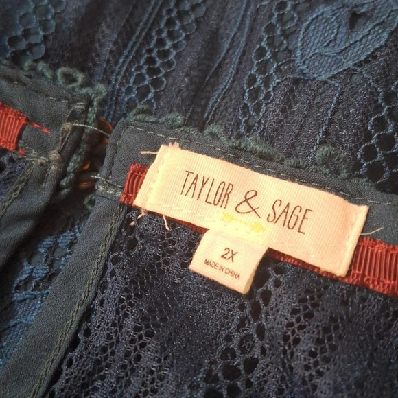 Taylor & Sage lace high collar teal tank SZ 2X - Picture 8 of 9